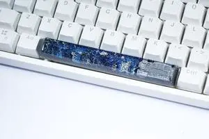 Blue Spaceship Astronaut Galaxy Artisan Spacebar Keycap SA Profile Custom Spacebar 6.25U Keycaps Handmade Gaming Resin Key Cap Cherry MX Switch Compatible Mechanical Keyboard Space Lover Gift