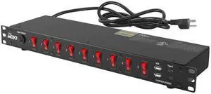 Tecmojo 9-Outlet Rack Mount Power Strip,1U Horizontal PDU Individual Switch 6ft Cord, with 2USB and 2 Type-C,for IT and Network Racks and Cabinets