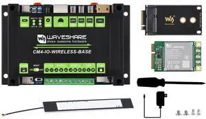 Waveshare Industrial IoT Wireless Expansion Module Designed for Raspberry Pi Compute Module 4 Bundle with 4G Module SIM7600G-H-PCIE 12V 2A Power Adapter and So on(7 Items)