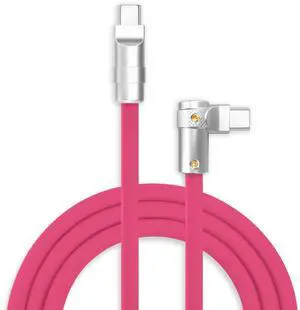 chubbycable FlexElbow 90 Degree 240W Fast Charging Cable Right Angle USB C Cable Silicone Charging Cord Compatible with iPhone 17-15 Series iPad, Rose Red, Type-C to Type-C, 6.6FT