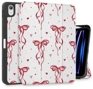 Mektron Case for iPad Air 11 inch (M3 2025 7th /M2 2024 6th), Compatible with iPad Air 10.9" (2022 5th Gen /2020 4th Gen) Tablet Cover Buit in Pencil Holder with Auto Wake/Sleep, Layer Bows