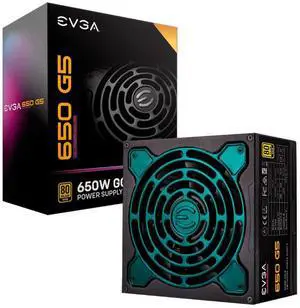 EVGA 650 G5, 80 Plus Gold 650W, Fully Modular, ECO Mode with Fdb Fan, 100% Japanese Capacitors, 10 Year Warranty, Compact 150mm Size, Power Supply 220-G5-0650-X1