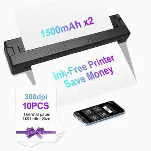 wbk Portable Printers Wireless for Travel, Thermal Inkless Printer Support 8.5" X 11" US Letter&Legal,A4&A5 Thermal Paper,Bluetooth Wireless Mini Printer Compatible with Android