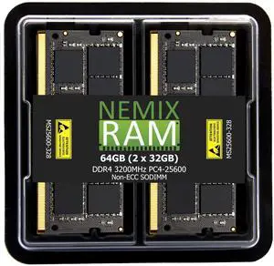 NEMIX RAM 64GB (2X32GB) DDR4 3200MHZ, 2933MHZ or 2666MHZ 260-PIN 1.2V Non-ECC Unbuffered SODIMM Laptop PC Memory KIT