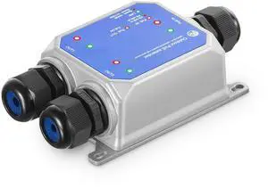 IP67 Outdoor Gigabit PoE Passthrough Switch, 1 PoE in 2 PoE Out Extender, IEEE802.3af/at/bt PoE Powered 90W, 10/100/1000Mbps Ethernet, Metal Wall Mount Waterproof Plug and Play