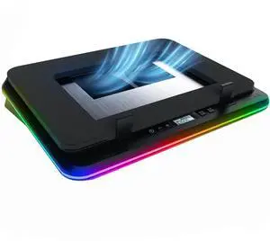 KLIM Turbofrost - Gaming Laptop Cooling Pad - 4 Powerful Turbo Fans - 4 x 4000 RPM, Laptop Cooler 2 Power Modes USB-C/DC, Dynamic RGB, 4-Ports USB, Sealed Foam for Fast Cooling for Laptops up to 17in