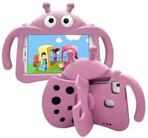 Tading for Alcatel Joy Tab 2 Case for Kids, Children Friendly Shockproof Protective Stand Handle Cover for Joy Tab 2 Case Alcatel 2020 8" Tablet (Model: 9032Z) for Boys Girls, Cute Ladybug - Pink