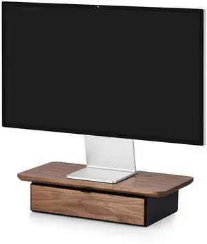 Oakywood - Desk Shelf Mini - Wooden Desk Shelf - Laptop Stand for Desk - Monitor Elevator, Screen Elevator, Monitor Stand - Desk Shelf Mini - Material Wood, Steel - Walnut - Black