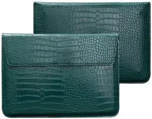LCMOCICO Laptop Sleeve Bag For 2023 MacBook Air 15 inch M2 A2941 Crocodile Grain PU Leather Flap Style Case Notebook Bag for Mac Pro 16 M2/M1 Pro/Max A2780 A2485 A2141 2019-2023,Pro 15 2012-2019,Green