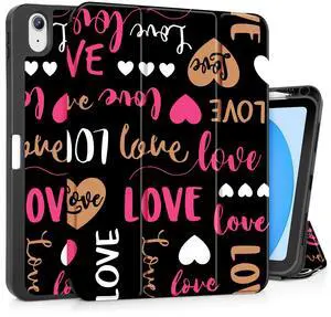 May Chen for iPad (A16) 11th Generation Case 11 Inch 2025, iPad 10th Gen Case 2022 10.9 inch, Trifold Stand with Auto Wake/Sleep Soft TPU Protective Stand Back Cover, Love Pattern