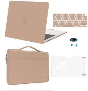 MOSISO Compatible with MacBook Air 13 inch Case 2025 2024 2023 2022 M4 A3240 M3 A3113 M2 A2681, Hard Shell&Sleeve Bag&Keyboard Skin&Webcam Cover&Screen Film for MacBook Air 13.6 inch, Bronze Brown