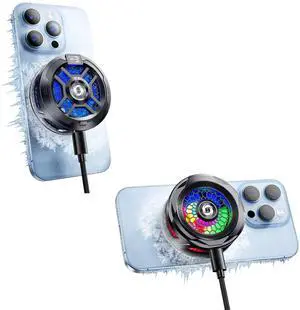 Magnetic Cell Phone Cooler for Gaming Comvin,Mobile Phone Cooling Fan with Supports Devices,Portable Radiator for iPhone MagSafe Series/Android/Tablet/iPad,Semiconductor Heatsink Cooling,Live Streamin