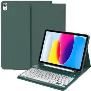 IAMKHO Keyboard Case for iPad (A16) 11th Generation 11 Inch 2025, iPad 10th Generation 10.9 Inch 2022 with Built-in Left Side Pencil Holder, Detachable Wireless Bluetooth Keyboard Case, Dark Green-1