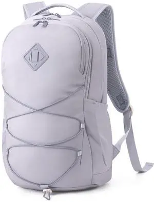 WANDF 15.6-Inch Laptop Backpack for Women, Travel Backpack Water-Resistant Lightweight College Work Backpack (Light Grey)