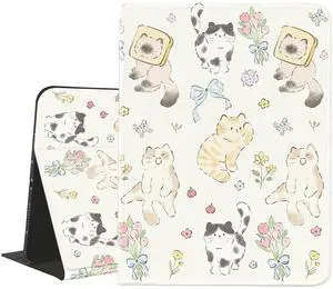 JOYLAND Cute Kitten Case for iPad Pro 13 Inch M4(2024) 7th Genaration with Pencil Holder Multi-Angle Viewing Folio Stand Cover Textured Leather Tablet Cover Auto Sleep/Wake for Girls Kids