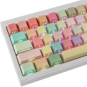 TYRIXKI PBT Keycaps - Side Printed Keycap Set,133 Keys Shine Through Cute Rainbow Candy Keycaps, Cherry Profile Custom Keycap for Cherry MX Switches Mechanical Keyboards