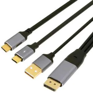 xiwai Reversed Displayport to USB-C Cable 4K, DP Host Source to Type C Male Touch Screen Displays HDTV Cord for Laptop Monitor 2.0m/6.56ft