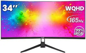 34 Inch Curved Gaming Monitor/WQHD Ultrawide Monitor - Immersive Gaming Experience with 165Hz Refresh Rate, VA Panel, and AMD FreeSync Premium | HDR10 | 99% sRGB | 3440x1440/PBP Mode