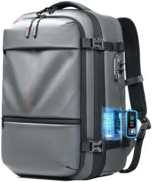 IKYWT Vacuum Seal Backpack Travel with Built-in Pump 80L Expandable Travel Backpack with Vacuum System, TSA Lock Water Resistant Carry-On Backpack