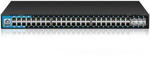 keepLiNK 48 Port Gigabit PoE Switch Managed, with 48 PoE+ Ports @400W, 6 10G SFP Slots, IPv6 Static Routing, Desktop or Rackmount