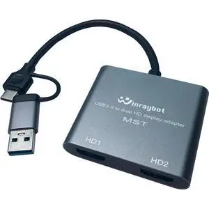 USB to Dual HDMI Adapter, Type C to HDMI Splitter 1080@60Hz for 2 Monitors, USB 3.0 to 2 HD Display Support Mac / Windows / Dual HD Extender - External Video & Graphics Card Adapter