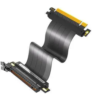 PCIE 4.0 Extension Cable, Black 16x Shielded High Speed GPU Riser Cable with PCI Express Port for GPU Extension Card, Length 20cm(180 Degree)