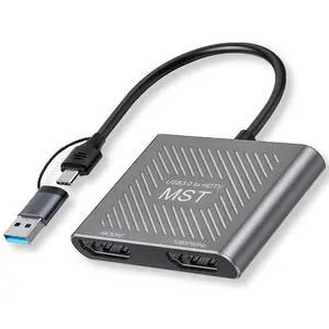 HDMI Splitter Extended Display for Dual Monitors, USB to HDMI Adapter 4K@30Hz+1080p@60Hz Multiple Monitor Display Support Mac & Windows(USB A or USB-C to Dual Display)