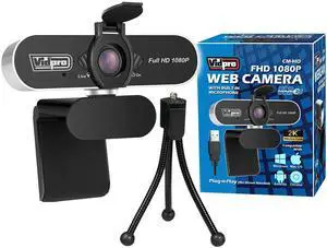 Vidpro CM-HD 1080P Full HD Webcam with Built-in Microphone and Mini Tripod - Plug and Play 85-Degree FOV USB Webcam with Noise Canceling Filter Perfect for Video Calls Meetings Live Streaming Gaming