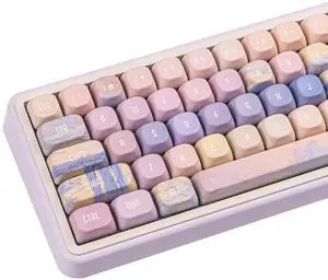 COOMICKEY PBT Keycaps 130 Keys, Dye Sublimation PBT Custom Keycap Set, Gradient Oil Painted Keycaps, MOA Profile Keyboard Keycap for Cherry Gateron MX Switches Mechanical Keyboard