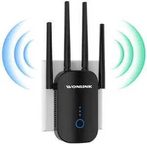 WONLINK WiFi Extender Signal Booster,1200mbps WiFi Extender Coverage up to 5000 sq.ft, Dual Band WiFi Repeater, WiFi Boosters 4 Antennas, 2.4GHz & 5.8GHz WiFi Range Extender 802.11ac (Black)