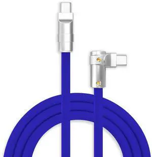 chubbycable FlexElbow 90 Degree 240W Fast Charging Cable Right Angle USB C Cable Silicone Charging Cord Compatible with iPhone 17-15 Series iPad, Dark Blue, Type-C to Type-C, 0.32FT
