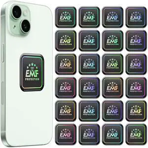 EMF Stickers for Cell Phones/Laptops/Tablets/All Electronic Devices - Slim Design - Supported by Japanese Technology - 1.1x1.1x0.1 Inches Square - (24 Pcs)