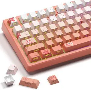 XVX Cherry Blossoms PBT Keycaps, Double Shot Shine Through Key caps, Cherry Profile Keyboard Caps with 5-Side Dye Sublimation Keycap Set Suitable for 60% 65% 75% 100% MX Switches Mechanical Keyboard