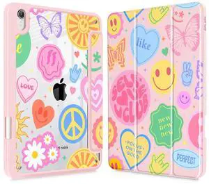 May Chen Hybrid Slim Case for iPad mini 7 (A17 Pro, 7th Generation) 2024 / iPad mini 6 (6th Gen) 8.3 Inch, [Built-in Pencil Holder] Shockproof Cover Clear Clear Back Shell Auto Wake/Sleep, Smile Art