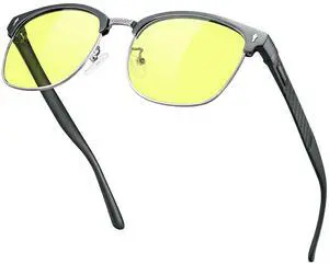 BIRCEN Blue Light Computer Glasses: Al-Mg Metal Yellow Bluelight Blocking Reading Glasses for Men Women Anti Eyestrain on Office & Home