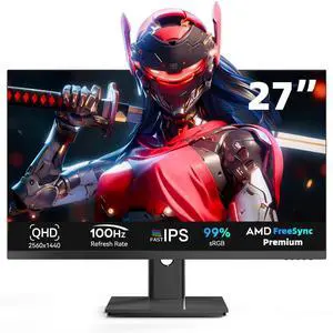 Great voell 27 Inch Computer Monitor 2K QHD(2560 * 1440) 100Hz Gaming Monitor, VA Panel, FreeSync, HDR10, 1500:1Typ, 100% sRGB, FreeSync, HDMI/DP/USB, Design VESA (100 x 100mm)