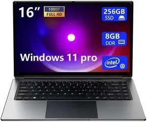 laptop 16-inch , 8GB DDR 256GB SSD portable laptop computer, expandable to 1TB, Pentium quad-core CPU up to2.64 Hz, 9000mAh battery, interface, USB3.0 interface, dual-band WiFi, webcam, slim laptops