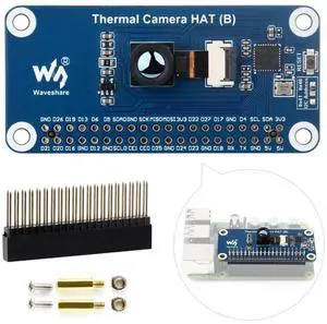Waveshare Long-Wave IR Thermal Imaging Camera HAT (B), Compatible with Raspberry Pi 5/4B/3B/Zero/Zero W/Zero 2W/Pico/Pico W/Pico WH, 45° FOV IR Camera, 80×62 Pixels, Standard 40PIN GPIO Header