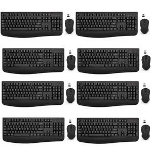 Wireless Keyboard and Mouse Combo, EDJO 2.4G Full-Sized Ergonomic Computer Keyboard with Wrist Rest and 3 Level DPI Adjustable Wireless Mouse for Windows, Mac OS Desktop/Laptop/PC(8 Pack)