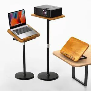 NAMON 2-in-1 Laptop Floor Stand & Desktop, Adjustable Height from 16.5" to 51", Wood Small Laptop Table, Tall Laptop Stand Perfect for Home, Office, Meeting Room, Study (Rubberwood Finish)