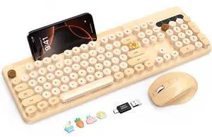Wireless Keyboard and Mouse Combo (Milk-Tea)