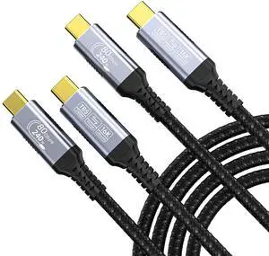 Yiicumhh USB Cables Compatible with Thunderbolt 5 Cable [2-Pack 3.3FT], 80GBPS USB c to USB c Data Transfer Cables, 8K/16k 60Hz@120Hz usbc Monitor Cable for Thunderbolt 4,USB c Video