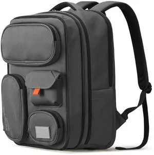 mixi Large Capacity Expandable Travel Backpack for Women & Men 15.6'' Laptop Carry On Weekender Bag Outdoor Hiking with Multifunction Pockets 180° Open Water Resistant 18 Inch 28L, Rock Gray