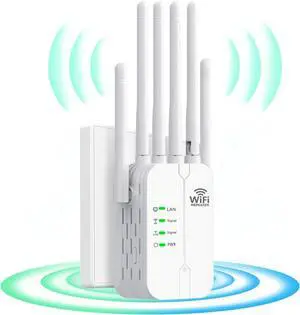 2025 New WiFi Extender Signal Booster,WiFi Extender,WiFi Repeater with Ethernet Port, 6 Antennas 360°, Coverage up to 11000 Sq. Ft. for 35+ Devices Home WiFi Repeater 1-Tap Setup (AP610M)