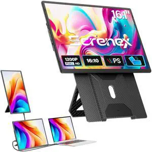 Laptop Screen Extender 16.1", 1920 * 1200 Portable Monitor with Detachable Frameless Display- 360° Rotatable Magnetic Stand, Dual Screen Plug & Play, Extra Monitor for Windows/Mac/Linux/Android