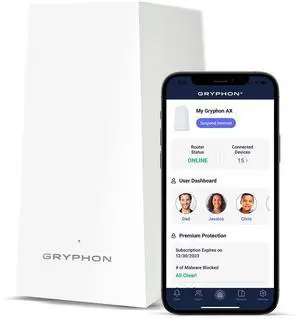 Gryphon AX  Ultra-Fast Mesh WiFi 6 Parental Control Router  Advanced Content Filters and Next-Gen Firewall - 4.3 Gbps Across 3,000 sq. ft. per Router for Multi-Device Households