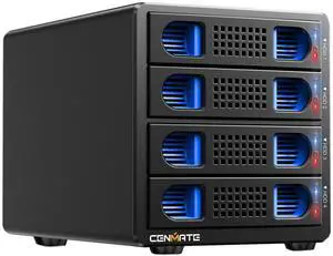 CENMATE 4 Bay Hard Drive Enclosure with Cooling Fan for 2.5/3.5" SATA HDD/SSD with USB A/C 3.0eSATA Cable, 3.5 Hard Drive Reader Supports 80TB Capacity(NO RAID/NAS)