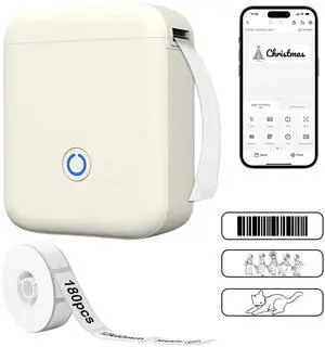 Qhzxcvlk P11 New Version Label Maker Machine with Tape,300DPI Bluetooth Label Printer, Portable Thermal Printer,Sticker Maker for Organizing Home Office School (White)