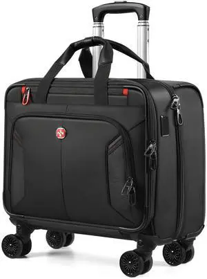 star cloud Rigid Frame Roling Laptop Bag on Wheels, Rolling Briefcase with USB & Type-C Charging Port,Water Resistant Rolling Computer Bag for 17.3 Inch Laptop, Work Travel and Business