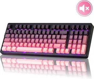 ZORNHER ZH980 Wireless Mechanical Gaming Keyboard,95% Pink & Purple Custom Keyboard with Number Pad,Lighted Up PBT Keycaps,Quiet Silent Switches,Hot-Swappable,RGB Backlit,2.4GHz/USB-C/BT5.0